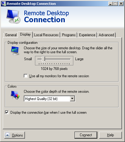 windows remote desktop client save windows position